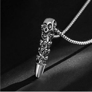 Stainless Steel Skull Bullet Necklace